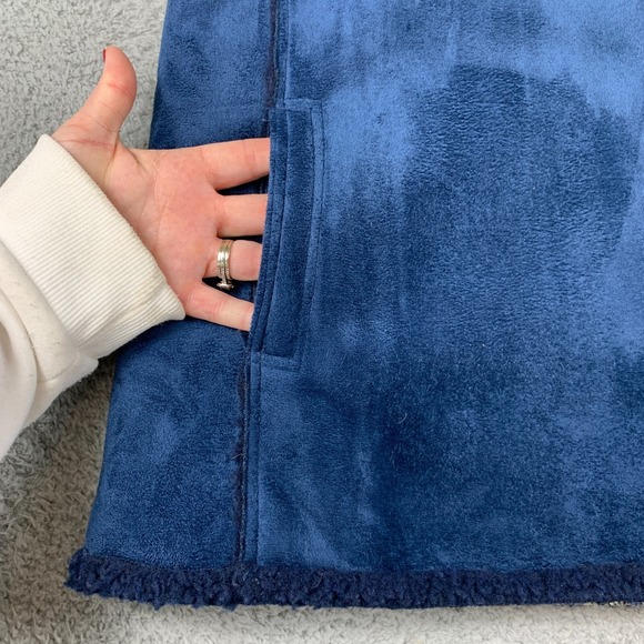 Red River Vest Womens 2X Blue Faux Suede Aztec Southwest Lined Heavyweight Zip - Picture 8 of 13